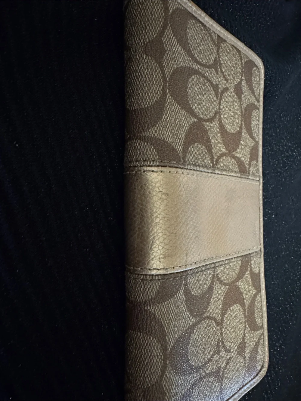 Coach Signature Zip Wallet in Brown and Tan